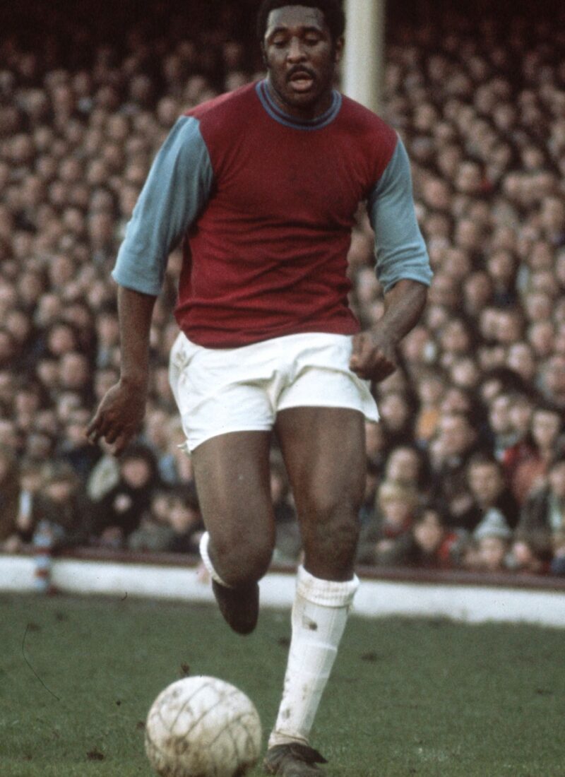 1972:  West Ham United's Clyde Best in action during the fourth round FA Cup match against Hereford. Non-league Hereford had beaten First Division Newcastle in the third round, and much interest was focussed on the match against West Ham. Hereford managed to hold West Ham 0-0 at home, but lost in the replay.  (Photo by Jackson/Express/Getty Images)